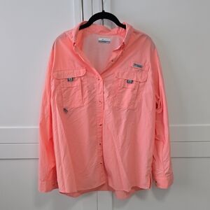 Columbia Peach Button-Up SPF Shirt